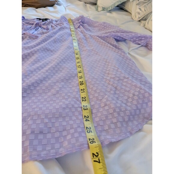 Simply Vera Vera Wang Top Women's XL Purple Smocked Ruffle Blouse Boho Sheer - Picture 14 of 14